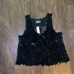 Anthropologie floral appliqué tank